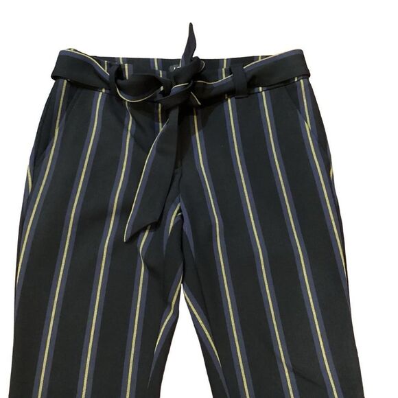 Loft Slim Striped Cuffed Tie Waist Ankle Crop Pants Julie Sz 4 - Picture 4 of 10